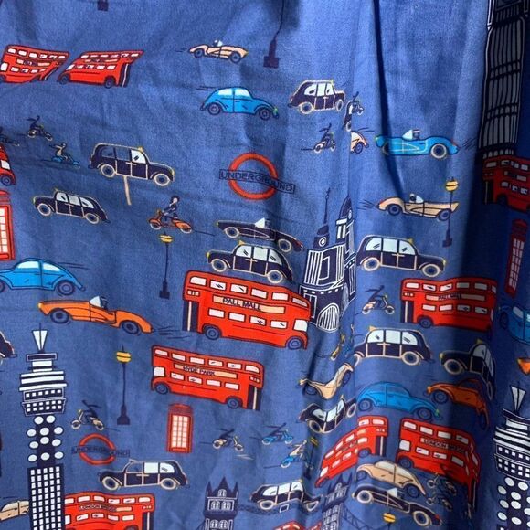 Retro London Pleated Swing Skirt S Blue Elastic Waist Pockets Knee Length Pinup - Picture 3 of 7